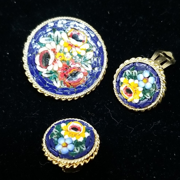 Italian Jewelry - 🚨SALE🌸VICTORIAN ITALIAN MOSAIC BROOCH & EARRINGS